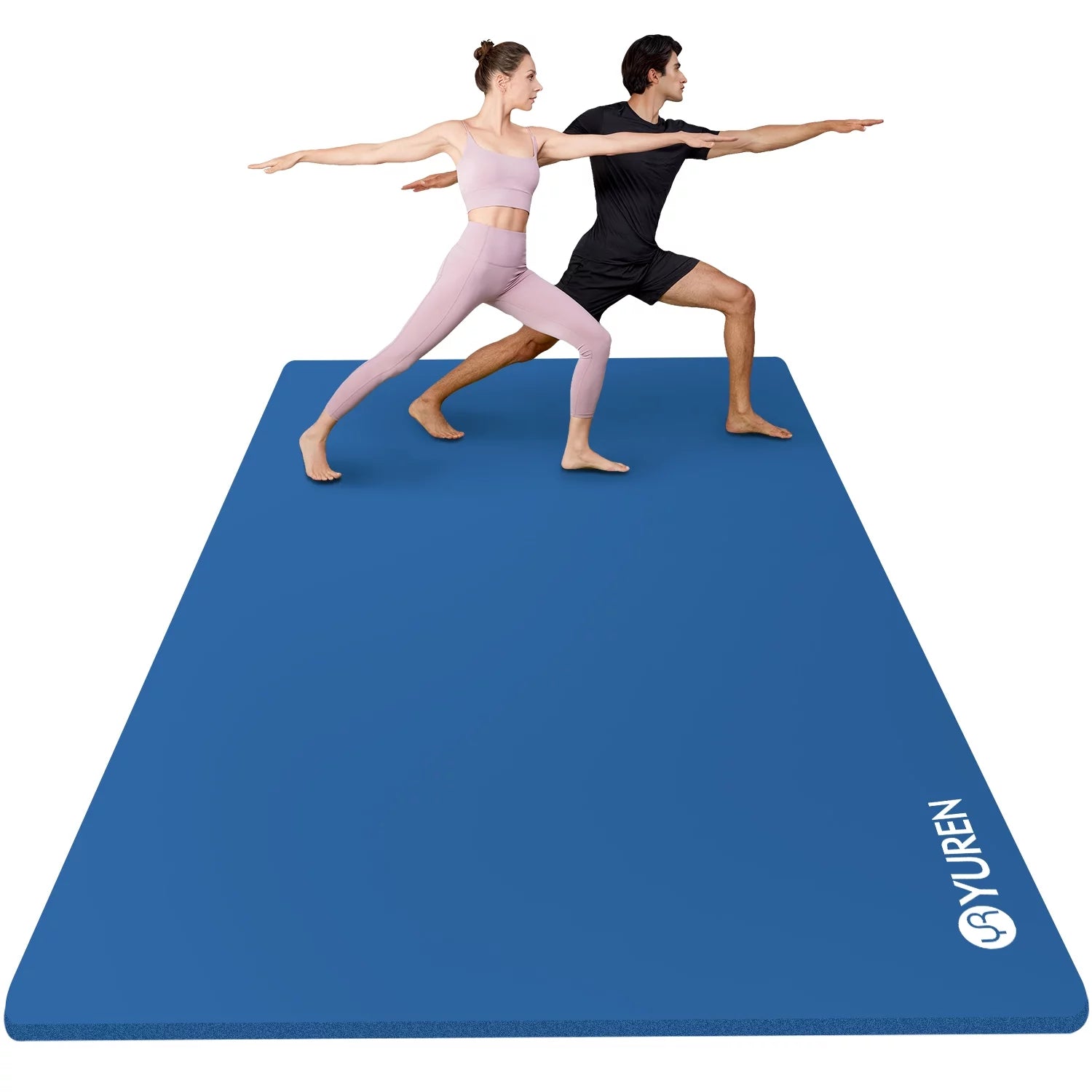 Large Yoga Mat 6'X4' 10 Mm Thick NBR Foam Stretching Pilates Workout for Home Gym Floor Blue