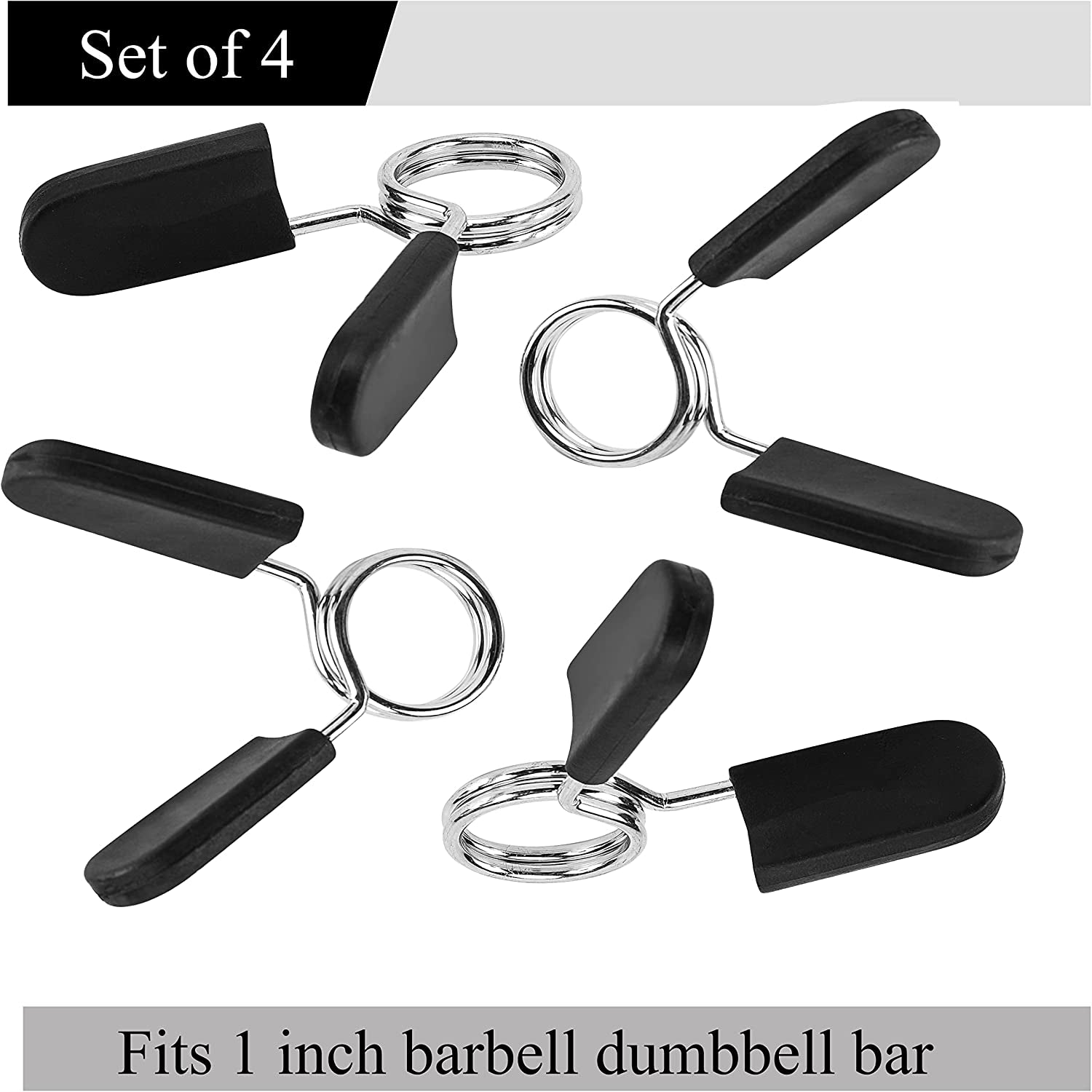 Barbell Clamps Dumbbell Spring Clip Circlip Collars 1 Inch Weight Bars Clips Fitness Weightlifting Lock Buckle 1 Inch for Standard Bar Barbell Strength Training Gym Accessory