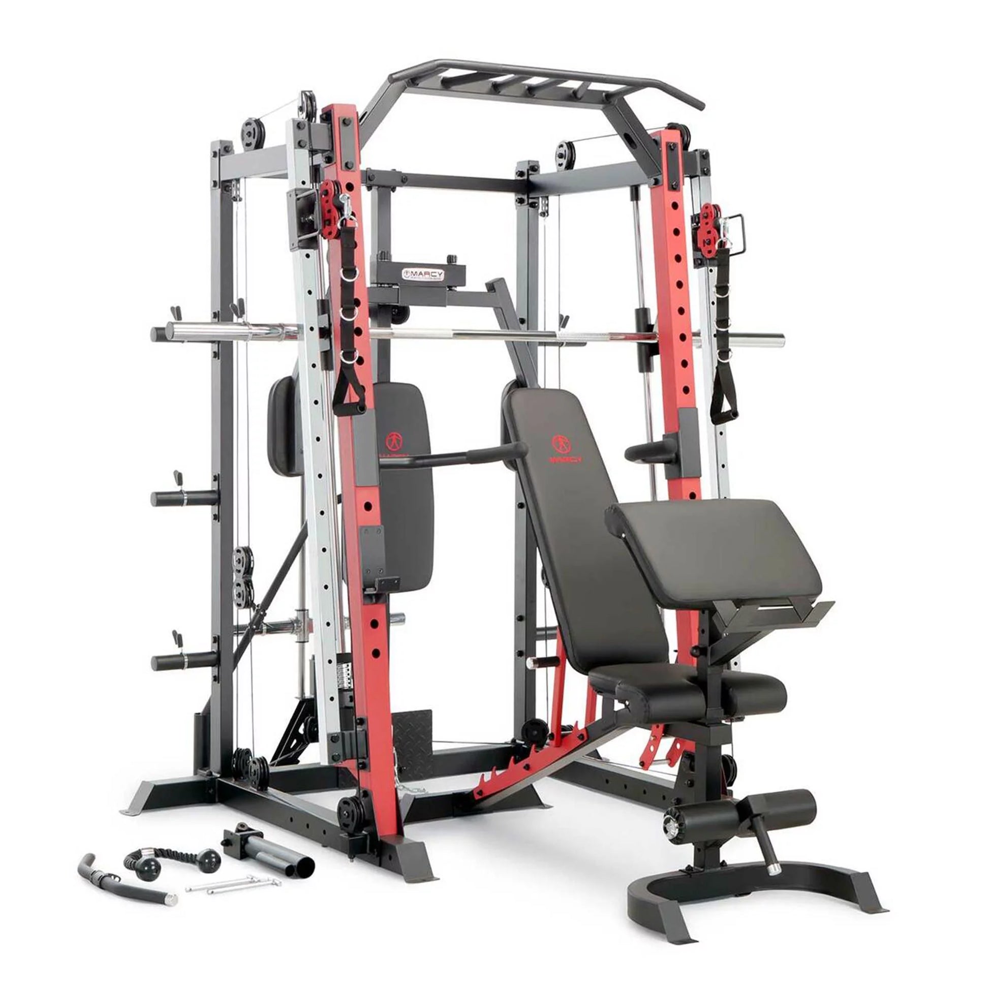 Smith Machine Cage Multi Purpose Home Gym Training System, Red