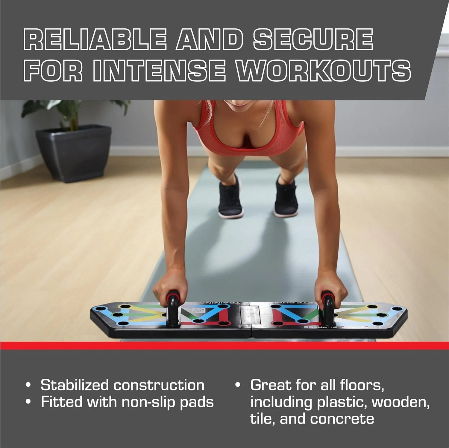 Express Push up Board - Full Upper Body Workout Handles for Perfect Push-Up Form - Exercise Board for Men or Women - Adjustable to Target Muscle Groups