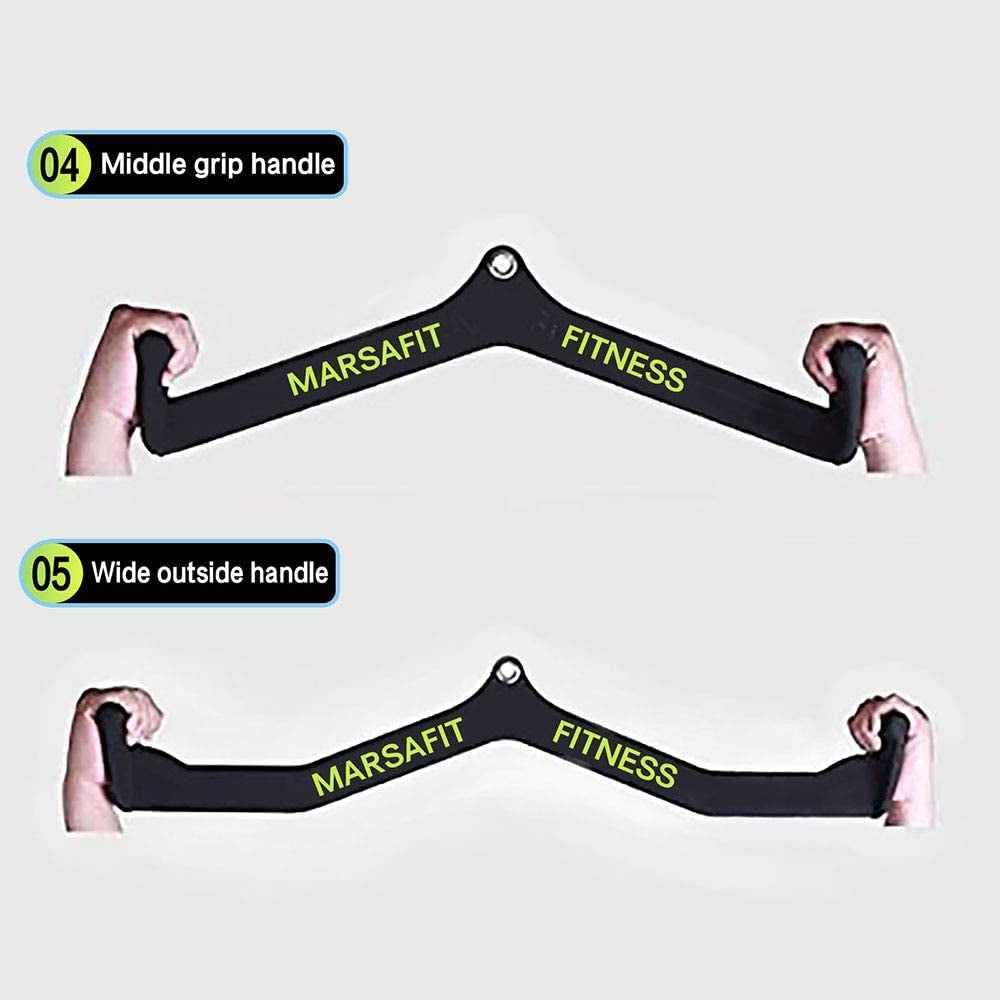 Home Gym Fitness Rowing T-Bar V-Bar Pulley Cable Machine Attachments, Bicep Curl Tricep Lat Pulldown Bar Back Strength Training Handle Grips Lat Pull down Bar Press down Exercises